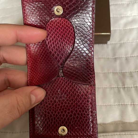 Small lizard red coin purse 👛 from Gucci Italy red and silver with box wallet - Picture 4 of 6